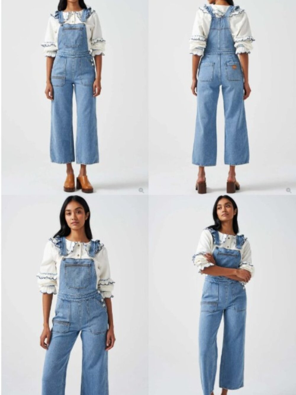 Anthropologie Seventy + Mochi Elodie Frill Dungaree - Rodeo Vintage - Size 8